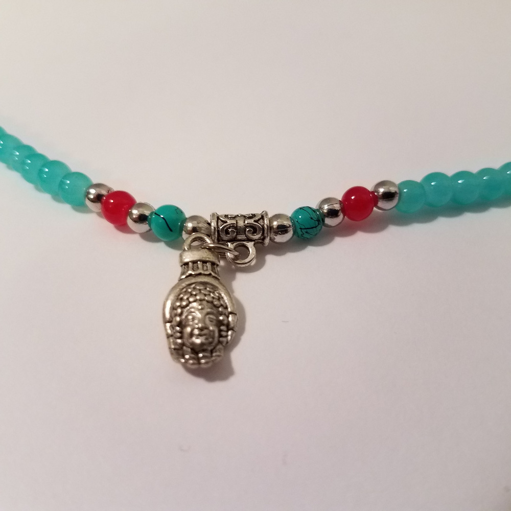 ** HP**  Turquoise stretchy bracelet with charm - Picture 6 of 7